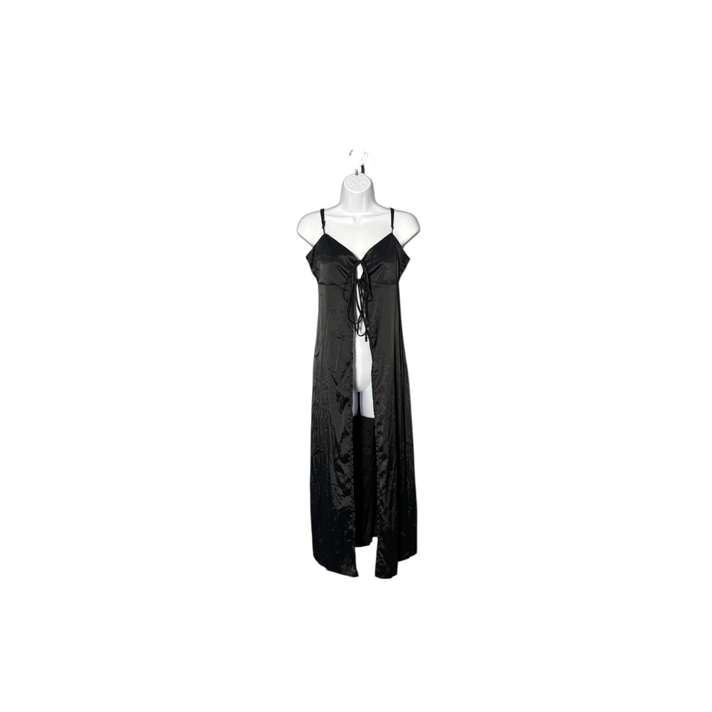 Anthropologie Silky Black Tie‎ Front Maxi Slip Dress XS